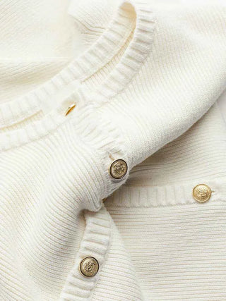 Ribbed Button-Front Mini-Kleid