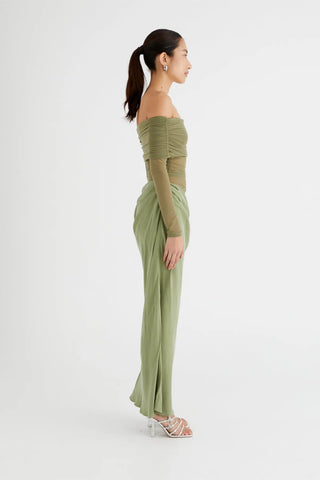 Cut-Out Mesh Maxi-Kleid
