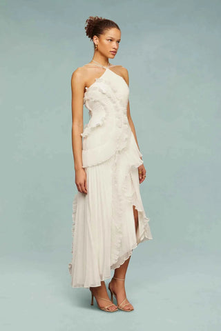 Verspieltes Rüschen-Maxikleid