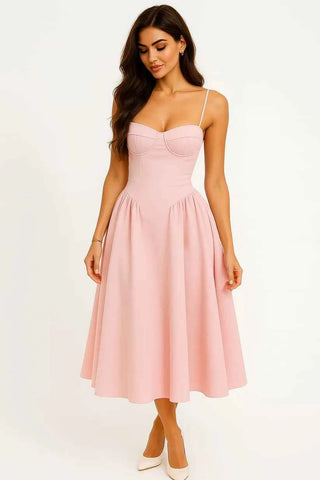 Tailliertes Korsett‑Midikleid