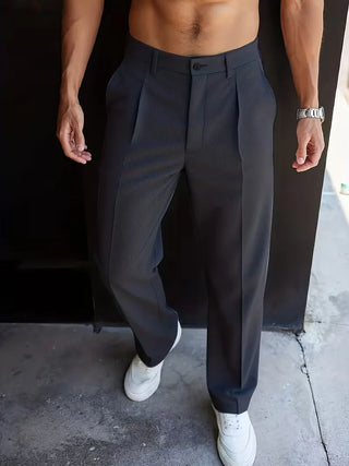 Elegante Herren Pantalon mit Geradem Bein-Pantalons-Cecile Lavelle-Grau-S-Cecile Lavelle