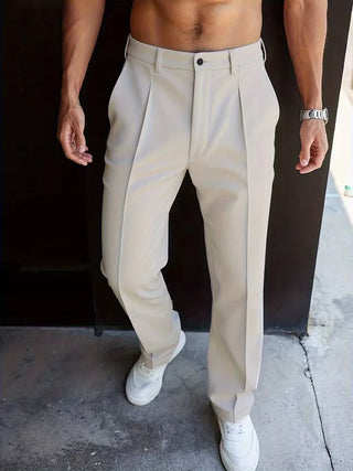 Elegante Herren Pantalon mit Geradem Bein-Pantalons-Cecile Lavelle-Hellgrau-S-Cecile Lavelle
