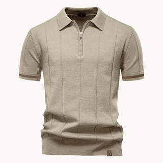 Elegantes Herren Polo mit Reißverschluss-polo-Cecile Lavelle-Beige-S-Cecile Lavelle