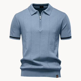 Elegantes Herren Polo mit Reißverschluss-polo-Cecile Lavelle-Blau-S-Cecile Lavelle