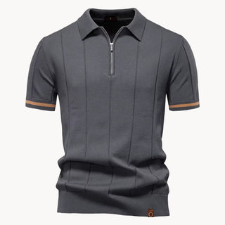 Elegantes Herren Polo mit Reißverschluss-polo-Cecile Lavelle-Dunkelgrau-S-Cecile Lavelle