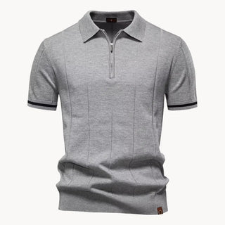 Elegantes Herren Polo mit Reißverschluss-polo-Cecile Lavelle-Grau-S-Cecile Lavelle