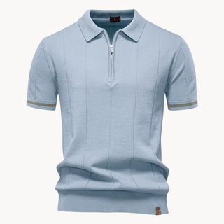 Elegantes Herren Polo mit Reißverschluss-polo-Cecile Lavelle-Hellblau-S-Cecile Lavelle