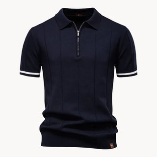 Elegantes Herren Polo mit Reißverschluss-polo-Cecile Lavelle-Marineblau-S-Cecile Lavelle