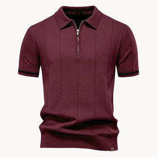 Elegantes Herren Polo mit Reißverschluss-polo-Cecile Lavelle-Rot-S-Cecile Lavelle