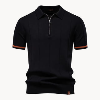 Elegantes Herren Polo mit Reißverschluss-polo-Cecile Lavelle-Schwarz-S-Cecile Lavelle