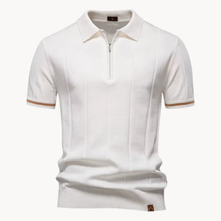 Elegantes Herren Polo mit Reißverschluss-polo-Cecile Lavelle-Weiß-S-Cecile Lavelle