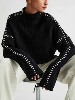 Oversize-Pullover mit hohem Kragen