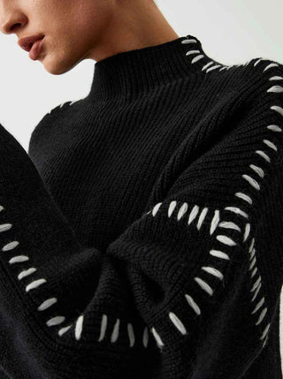 Oversize-Pullover mit hohem Kragen