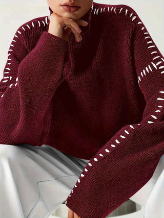 Oversize-Pullover mit hohem Kragen