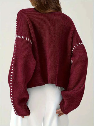 Oversize-Pullover mit hohem Kragen