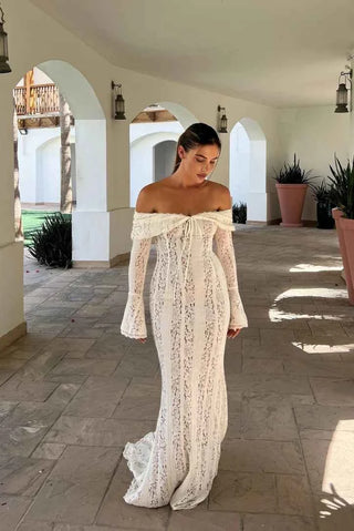 Spitzen-Maxikleid mit Raffung