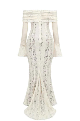 Spitzen-Maxikleid mit Raffung