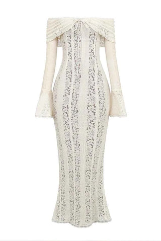 Spitzen-Maxikleid mit Raffung