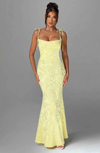 Blumiges Jacquard-Maxikleid