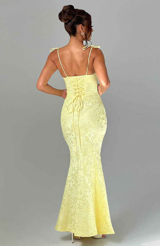 Blumiges Jacquard-Maxikleid