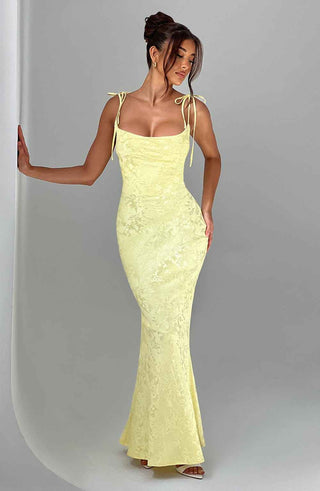 Blumiges Jacquard-Maxikleid