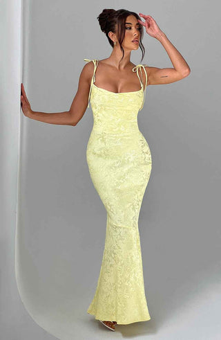 Blumiges Jacquard-Maxikleid