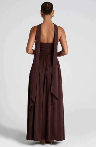 Maxikleid mit Beinschlitz und Drapée-Detail