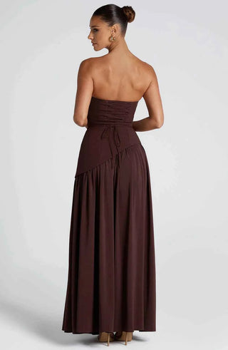 Maxikleid mit Beinschlitz und Drapée-Detail