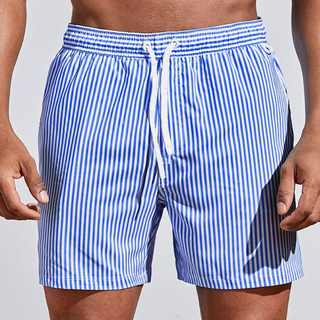 Gestreifte Herren Badeshorts mit Kordelzug-Korte Broeken_M-Cecile Lavelle-Blau-S-Cecile Lavelle
