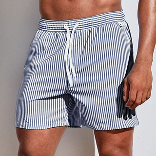 Gestreifte Herren Badeshorts mit Kordelzug-Korte Broeken_M-Cecile Lavelle-Grau-S-Cecile Lavelle