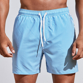 Gestreifte Herren Badeshorts mit Kordelzug-Korte Broeken_M-Cecile Lavelle-Hellblau-S-Cecile Lavelle