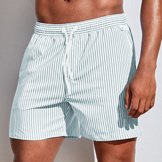 Gestreifte Herren Badeshorts mit Kordelzug-Korte Broeken_M-Cecile Lavelle-Hellgrün-S-Cecile Lavelle