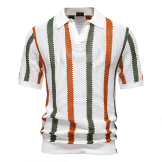 Gestreiftes Poloshirt Herren Kurzarm-Cecile Lavelle-Weiß-S-Cecile Lavelle