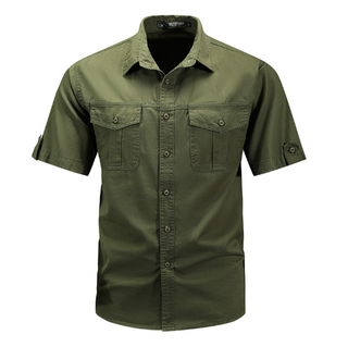 Hemd Herren Kurzarm Regular Fit-Cecile Lavelle-Armeegrün-M-Cecile Lavelle