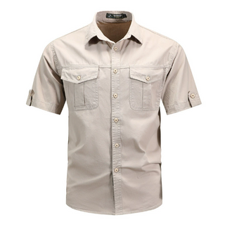 Hemd Herren Kurzarm Regular Fit-Cecile Lavelle-Beige-M-Cecile Lavelle