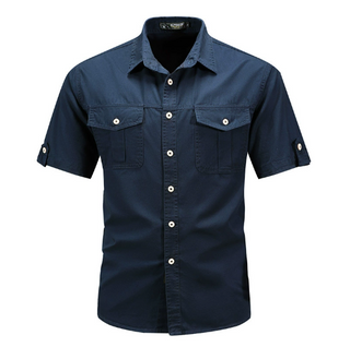 Hemd Herren Kurzarm Regular Fit-Cecile Lavelle-Dunkelblau-M-Cecile Lavelle