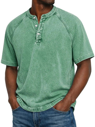 Henley Shirt Herren Kurzarm im Vintage-Look-men shirt-Cecile Lavelle-Grün-S-Cecile Lavelle