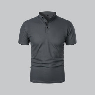 Henley T-Shirt Herren Kurzarm Stehkragen-Cecile Lavelle-Dunkelgrau-S-Cecile Lavelle