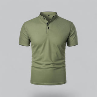 Henley T-Shirt Herren Kurzarm Stehkragen-Cecile Lavelle-Grün-S-Cecile Lavelle