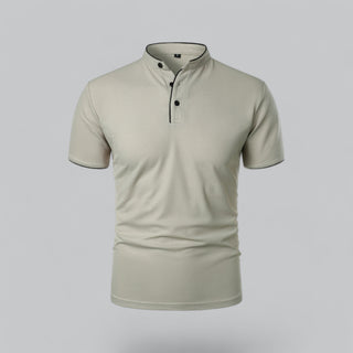 Henley T-Shirt Herren Kurzarm Stehkragen-Cecile Lavelle-Hellgrau-S-Cecile Lavelle