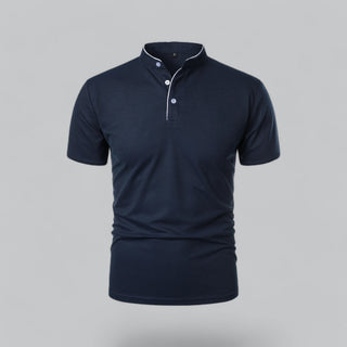 Henley T-Shirt Herren Kurzarm Stehkragen-Cecile Lavelle-Marineblau-S-Cecile Lavelle