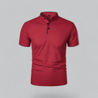 Henley T-Shirt Herren Kurzarm Stehkragen-Cecile Lavelle-Rot-S-Cecile Lavelle