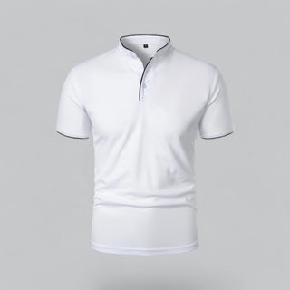 Henley T-Shirt Herren Kurzarm Stehkragen-Cecile Lavelle-Weiß-S-Cecile Lavelle