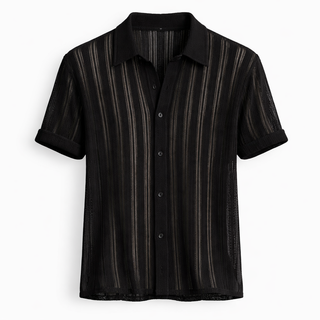 Herren Hemd mit Kragen und Knopfleiste-Apparel-Cecile Lavelle-Schwarz-S-Cecile Lavelle