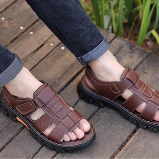 Herren Komfort Sandalen mit Klettverschluss-Cecile Lavelle-Braun-39-Cecile Lavelle