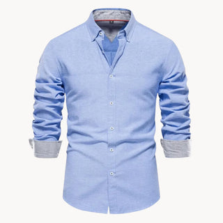 Herren Slim Fit Hemd mit Kontrastkragen-overhemd-Cecile Lavelle-Blau-S-Cecile Lavelle