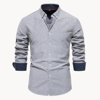 Herren Slim Fit Hemd mit Kontrastkragen-overhemd-Cecile Lavelle-Grau-S-Cecile Lavelle