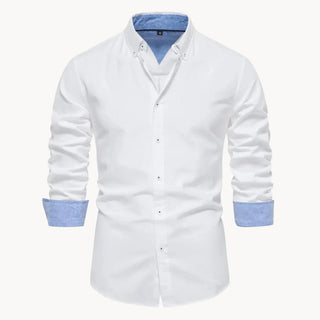 Herren Slim Fit Hemd mit Kontrastkragen-overhemd-Cecile Lavelle-Weiß-S-Cecile Lavelle