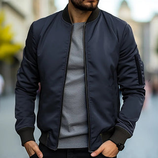 Herren Bomberjacke Casual Regular Fit in Dunkelblau