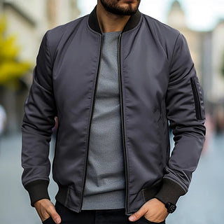 Herren Bomberjacke Casual Regular Fit Grau